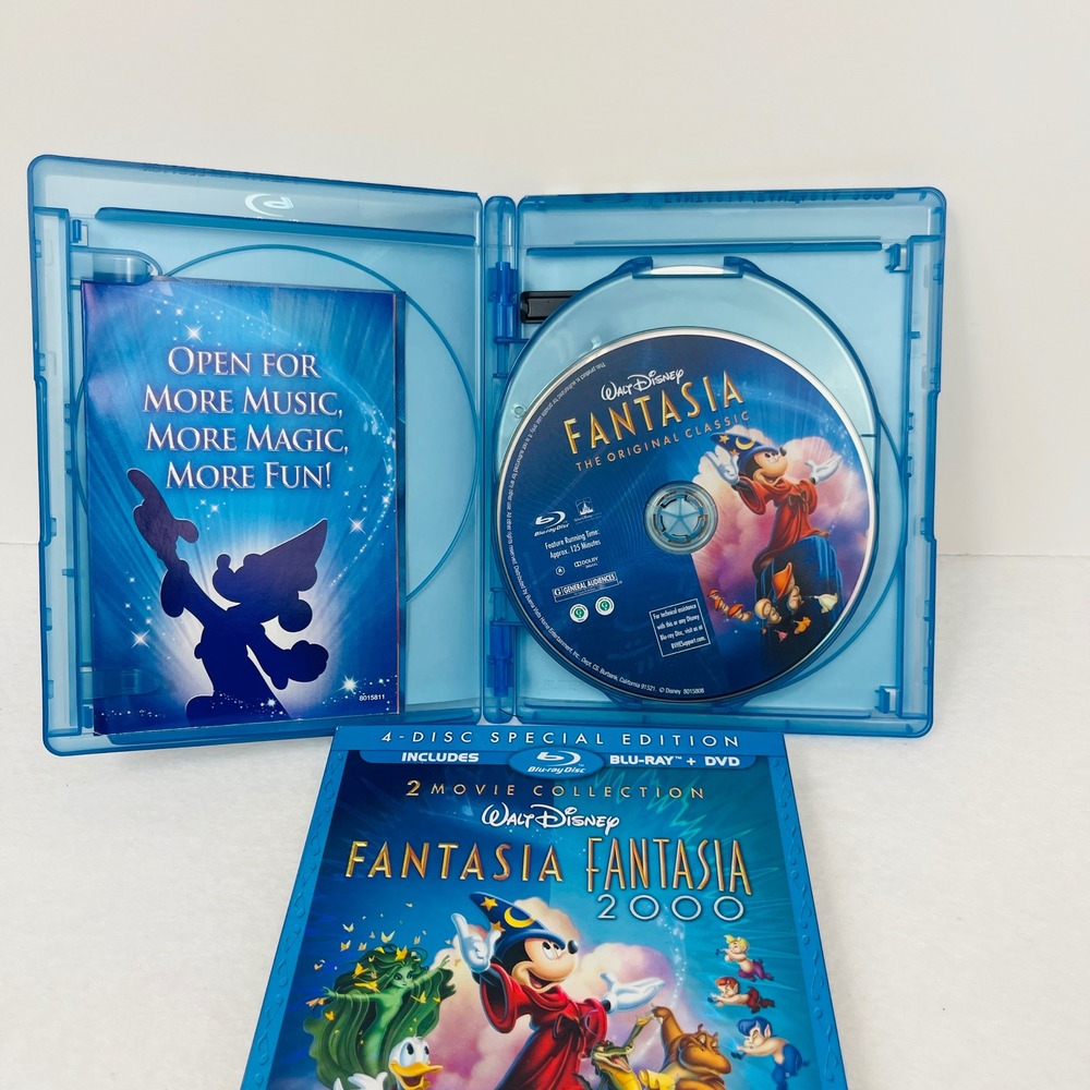 Disney Fantasia Fantasia 2000 2-Movie Collection Blu-ray DVD 4-Disc Special Ed - Picture 3 of 9